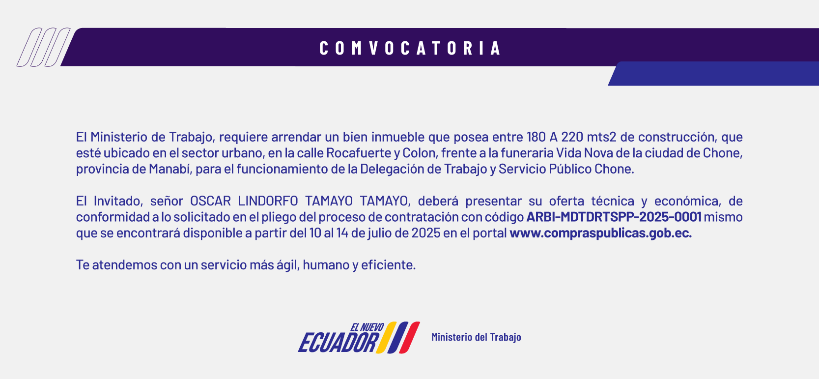 Contratación de Servicio de Arrendamiento