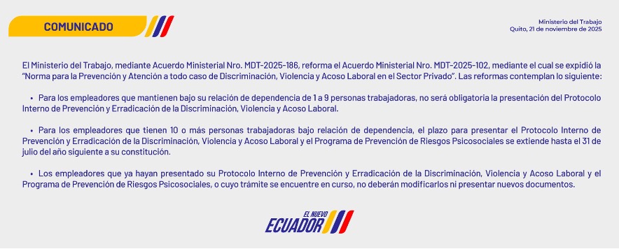 REFORMAR EL ACUERDO MINISTERIAL Nro. MDT-2025-102