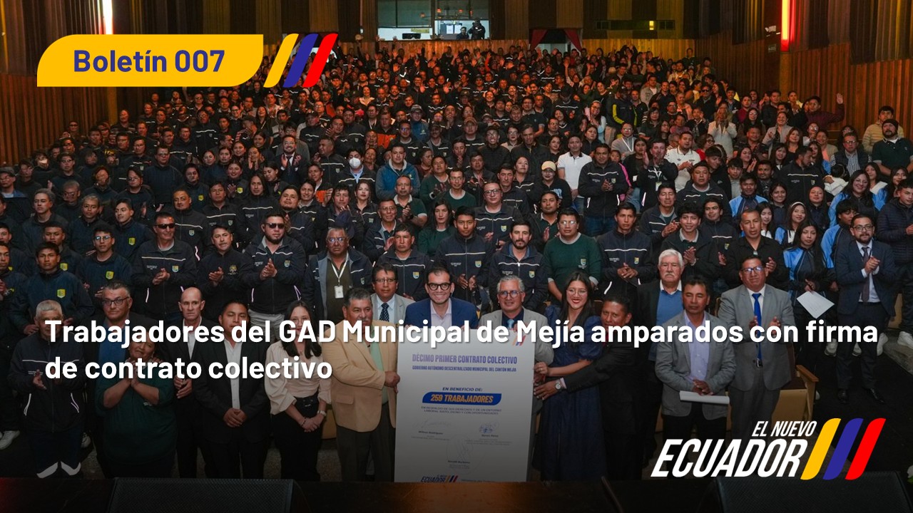 Trabajadores del GAD Municipal de Mejía amparados con firma de contrato colectivo